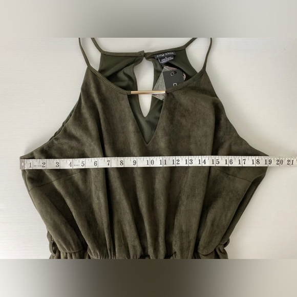 City Chic Thyme Suede Faux Wrap Dress Olive Green Khaki Plus Size S 16 -NWT New - Picture 10 of 11